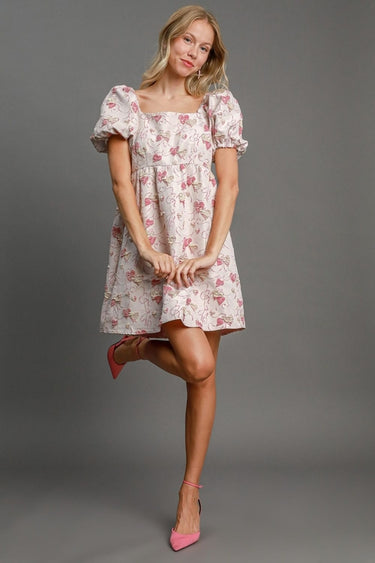 Square Neck Puff Sleeve Mini Dress